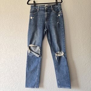 PAIGE Sarah Slim Jeans Distressed Blue Medium‎ Wash Size 28
